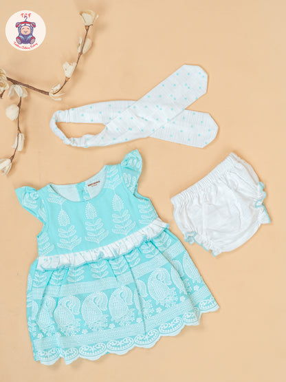 Mint Green & White - Cotton Frock