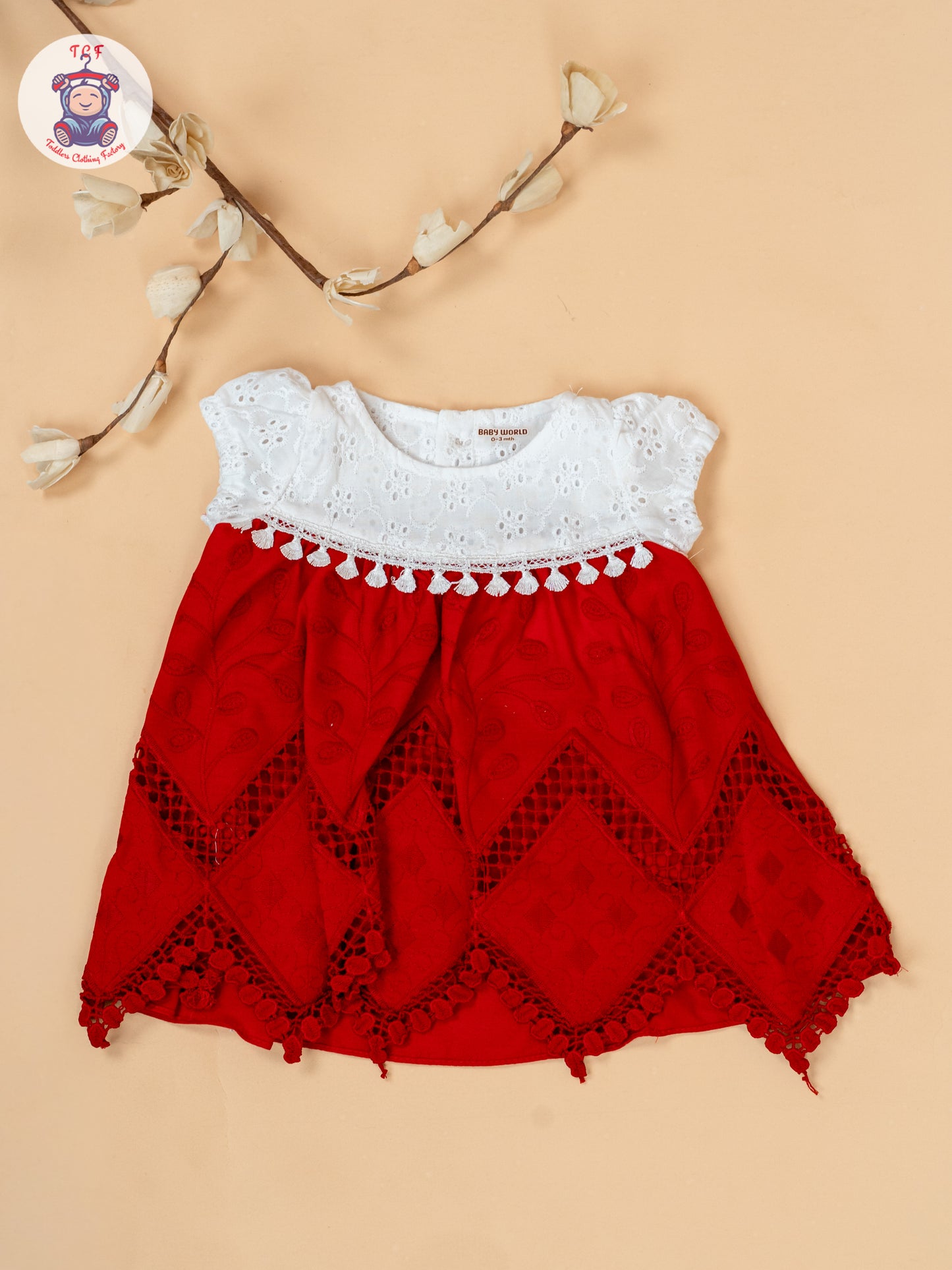 White & Red - Cotton Frock