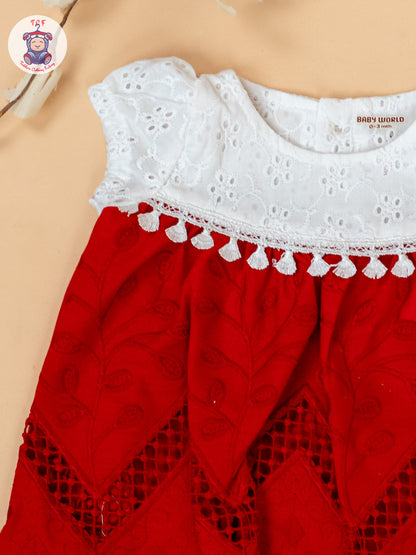 White & Red - Cotton Frock