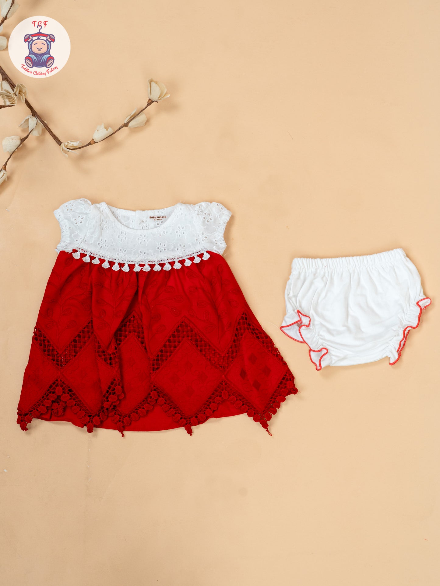 White & Red - Cotton Frock