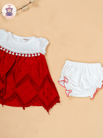 White & Red - Cotton Frock