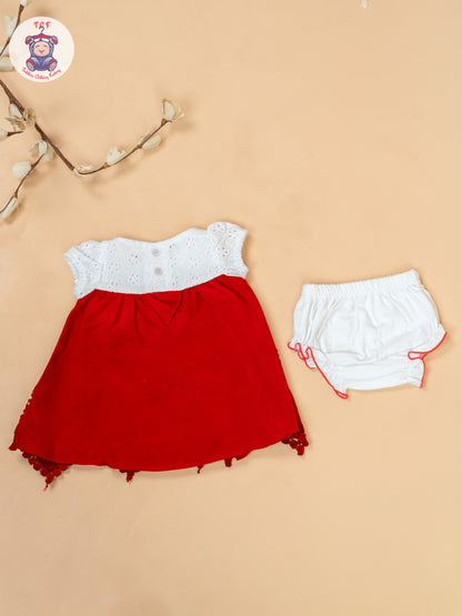 White & Red - Cotton Frock
