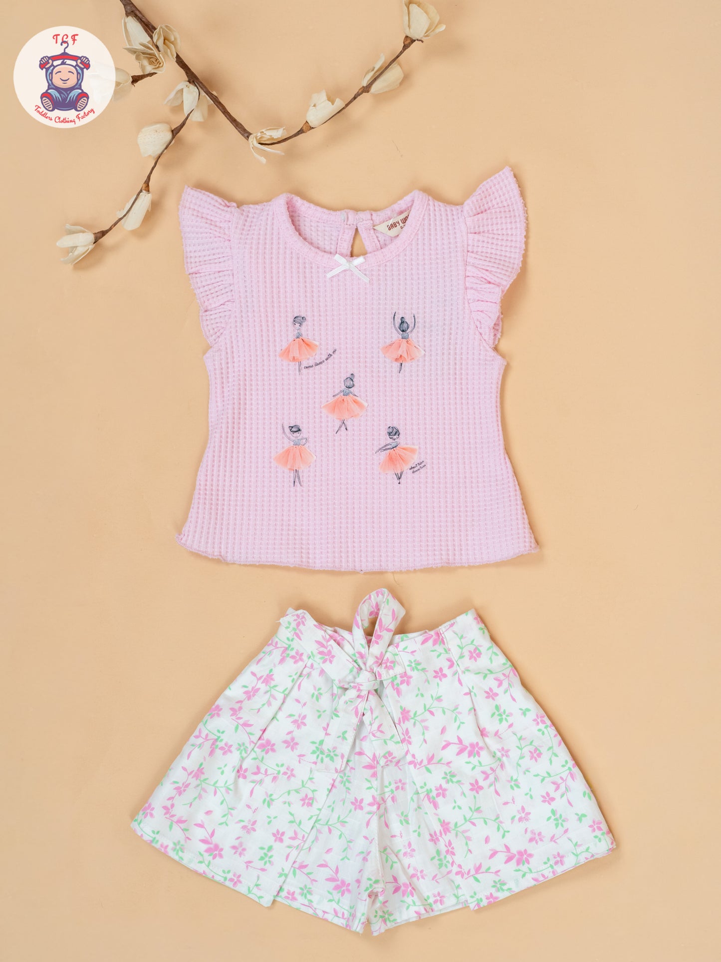 Baby Pink & White - Top & Shorts