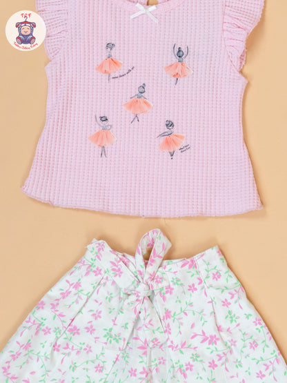 Baby Pink & White - Top & Shorts