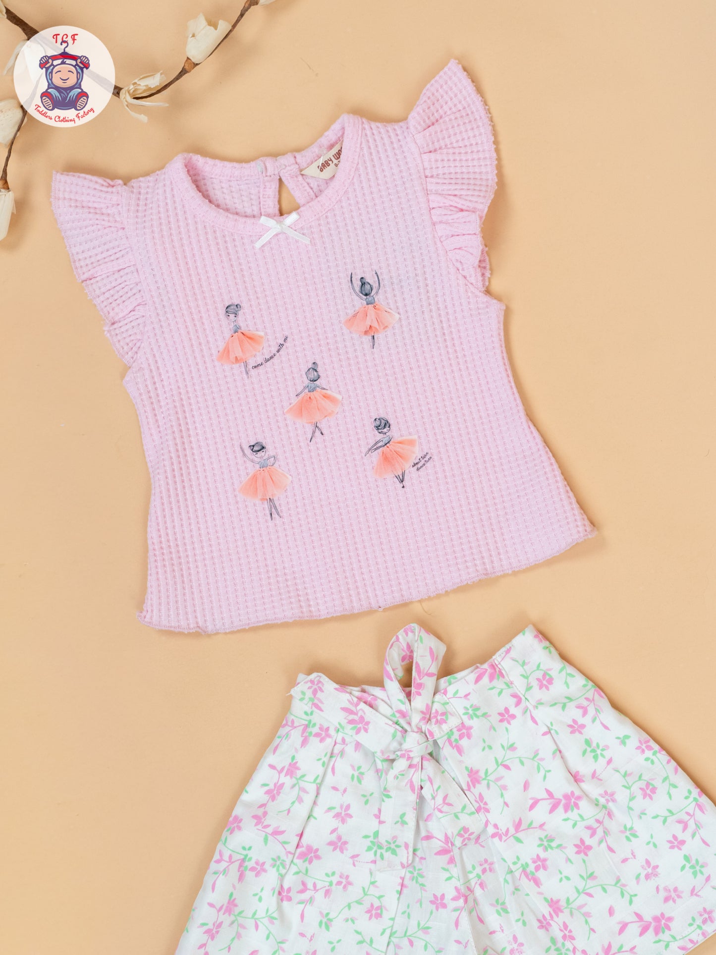 Baby Pink & White - Top & Shorts