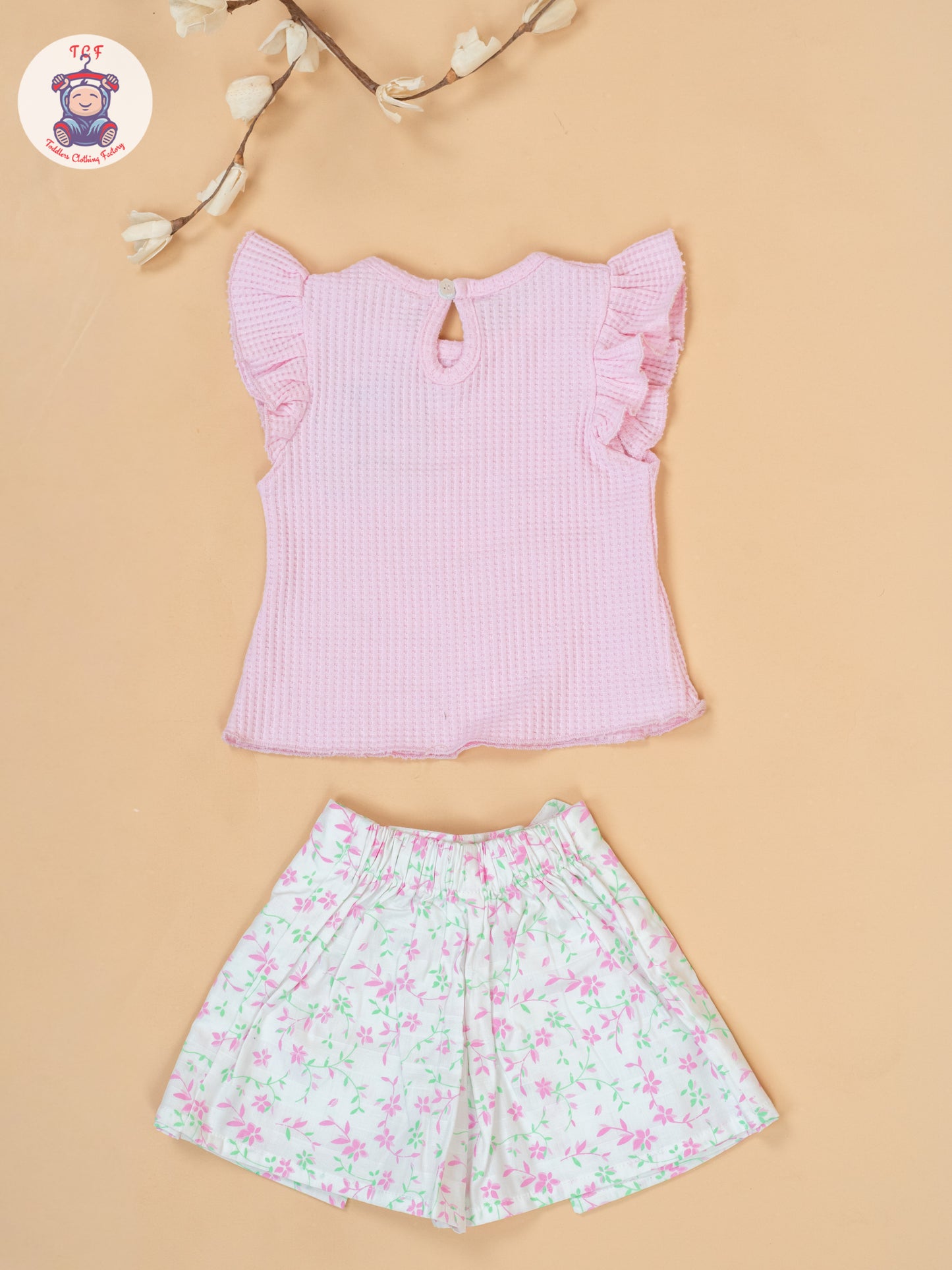 Baby Pink & White - Top & Shorts