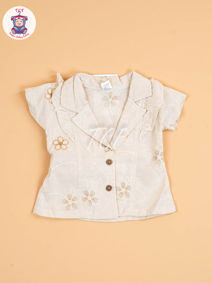 Light Brown - Girls Linen Tunics & Shorts