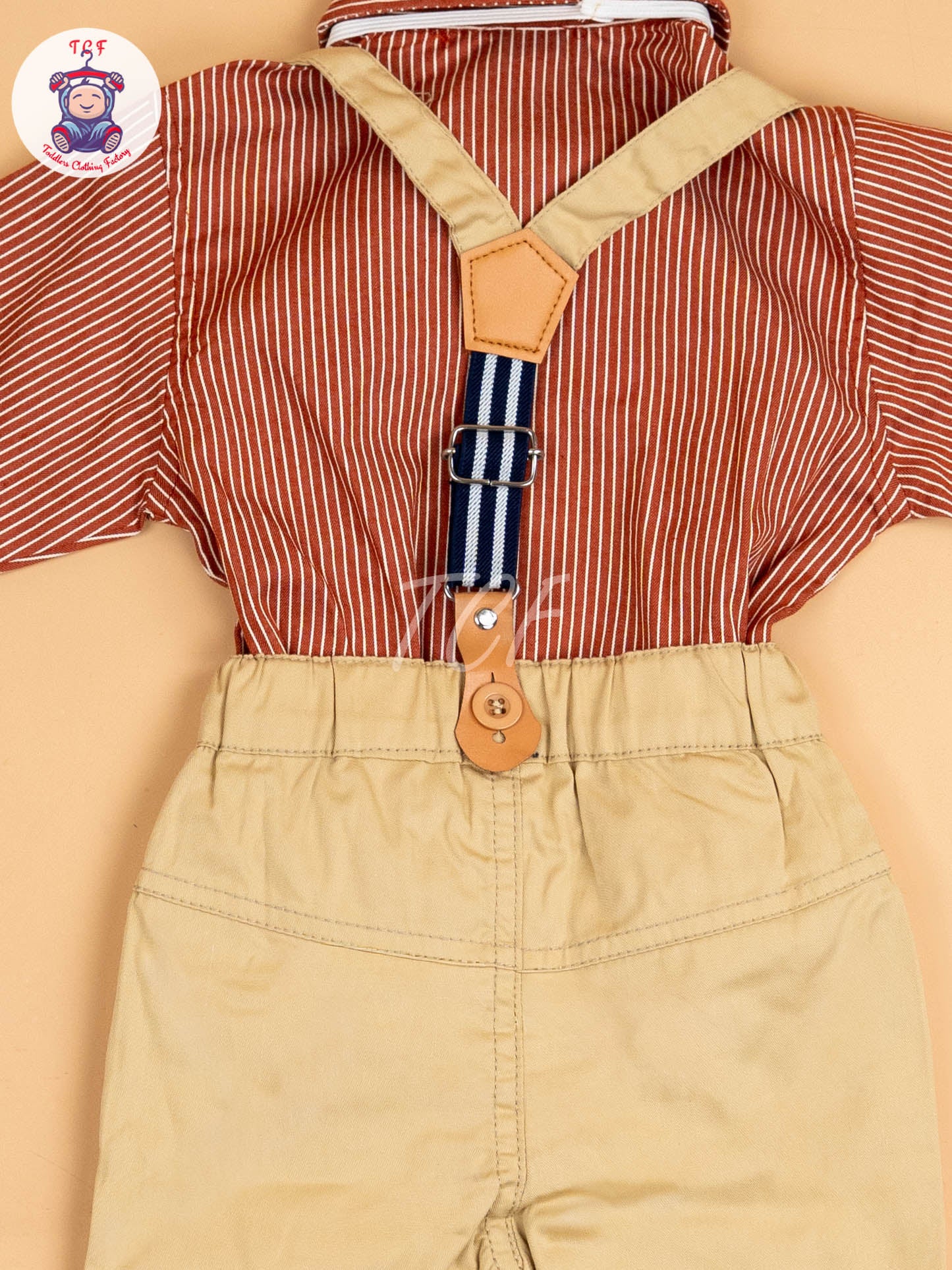 Maroon & Sandal - Full Sleeves Shirts & Pants With Suspender & Bow