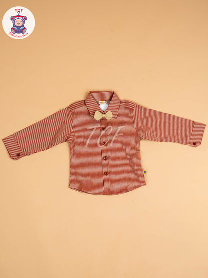 Maroon & Sandal - Full Sleeves Shirts & Pants With Suspender & Bow