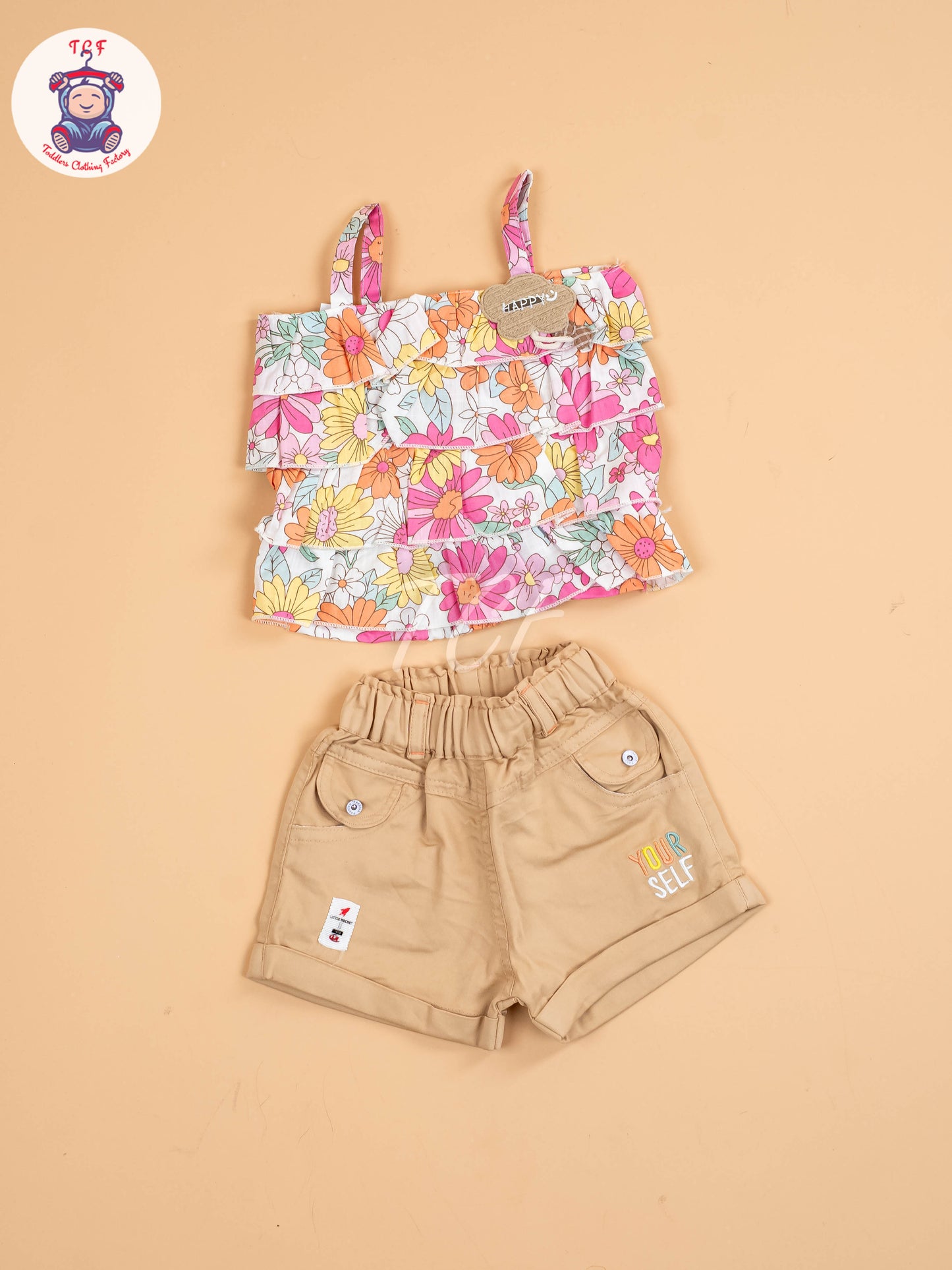 Pink & Orange Floral Printed - Girls Co-ords Sets