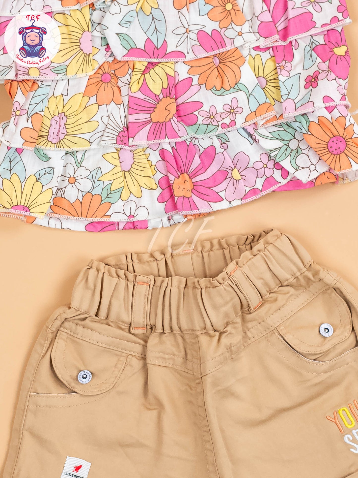 Pink & Orange Floral Printed - Girls Co-ords Sets