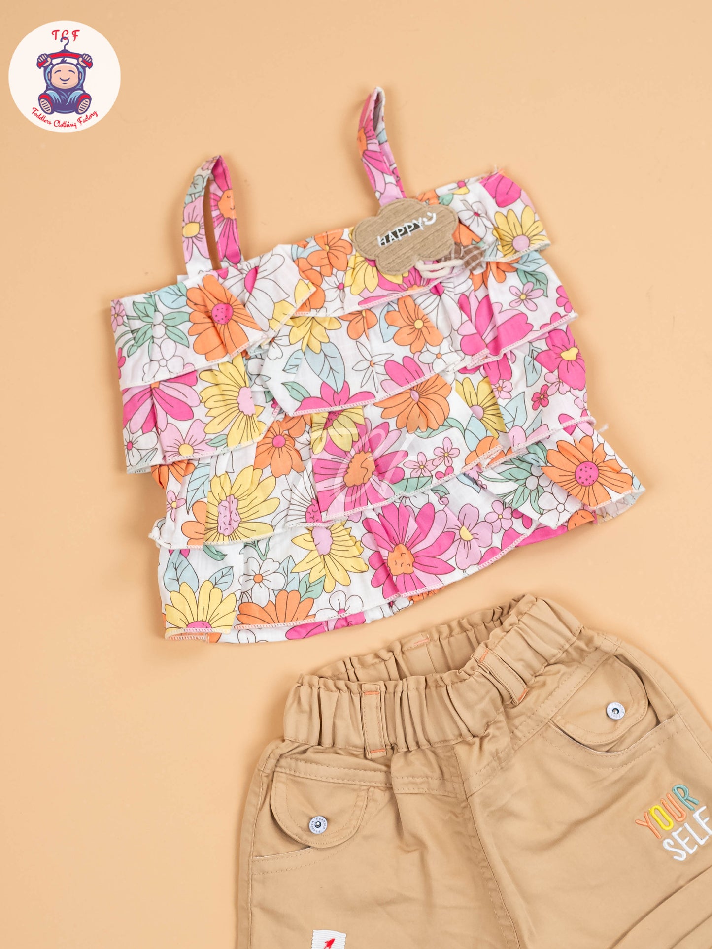 Pink & Orange Floral Printed - Girls Co-ords Sets