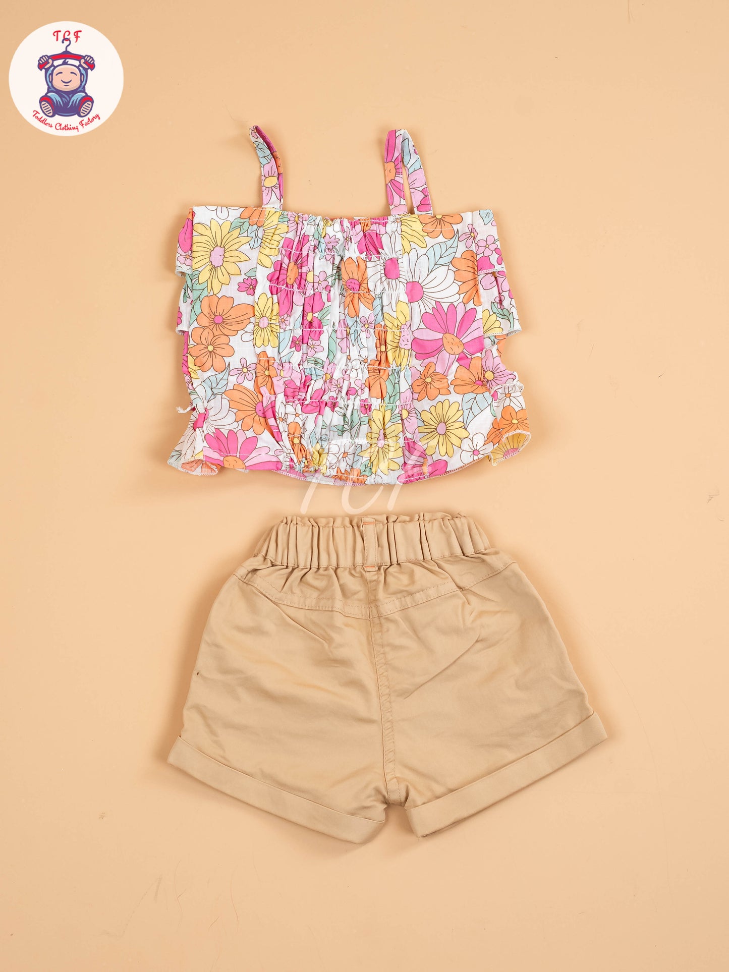 Pink & Orange Floral Printed - Girls Co-ords Sets