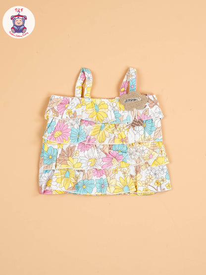 Yellow & Pink Floral Printed - Girls Co-ords Sets
