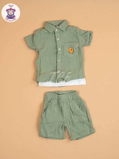 Green  - Rocket Boys Readymade Cotton Shirts & Shorts
