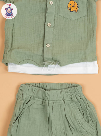 Green  - Rocket Boys Readymade Cotton Shirts & Shorts