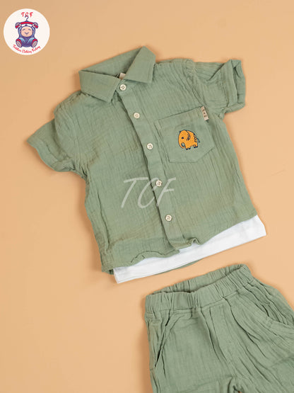 Green  - Rocket Boys Readymade Cotton Shirts & Shorts