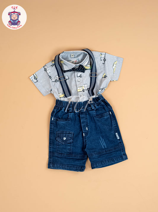 Grey & Navy Blue - Boys Suspender Sets