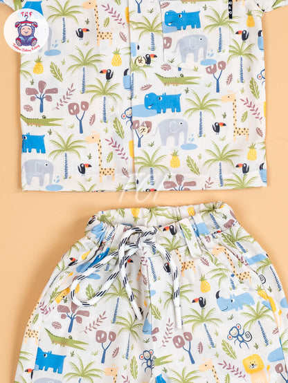 White Printed - Boys Shirts & Shorts
