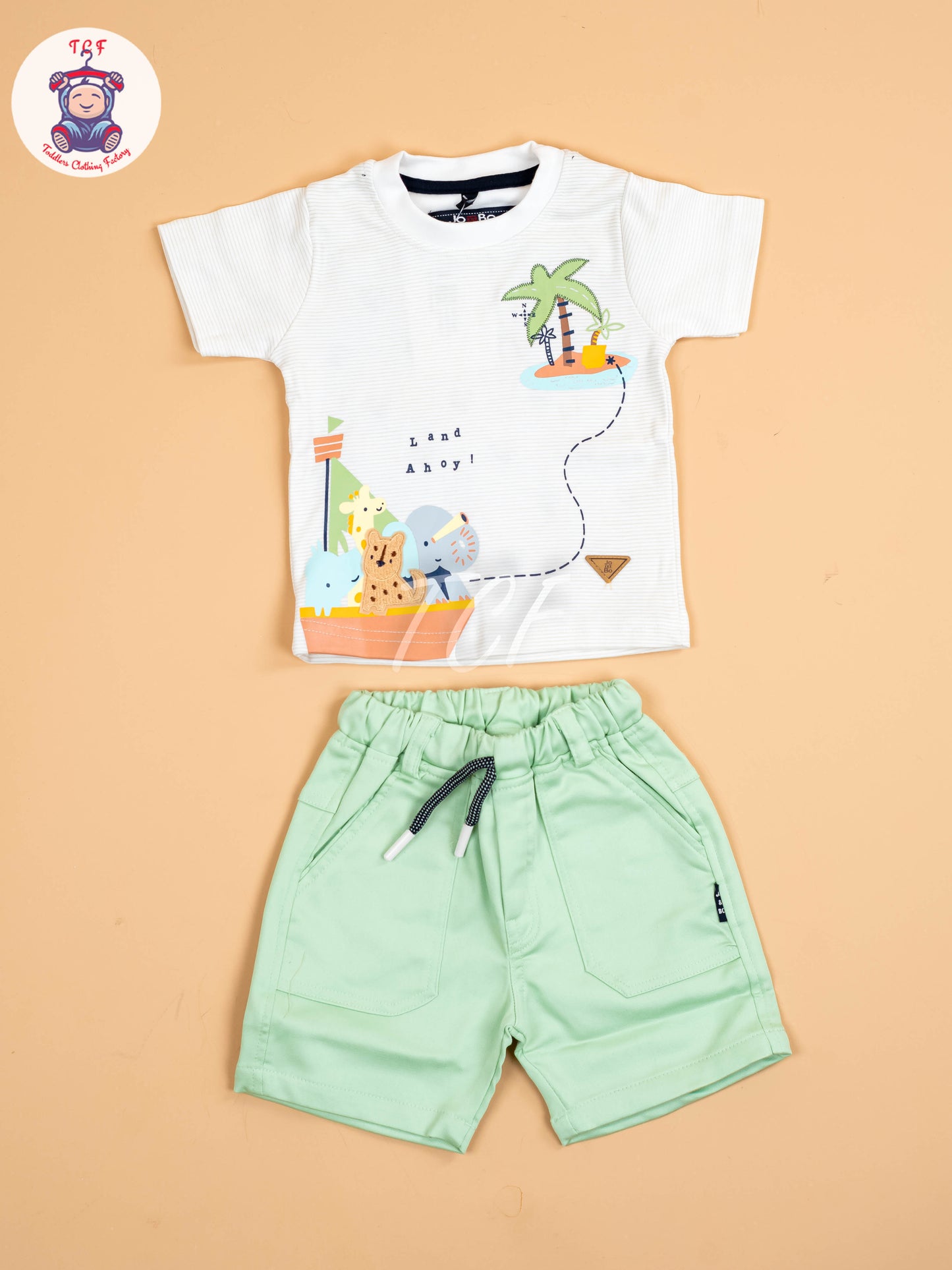 White & Green - Boys T-Shirt & Shorts