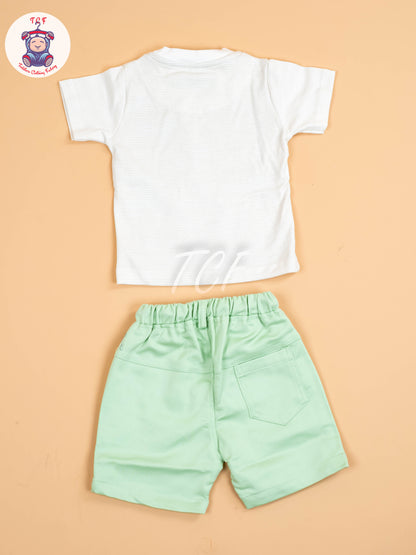 White & Green - Boys T-Shirt & Shorts