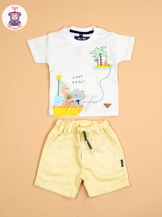 White & Yellow - Boys T-Shirt & Shorts
