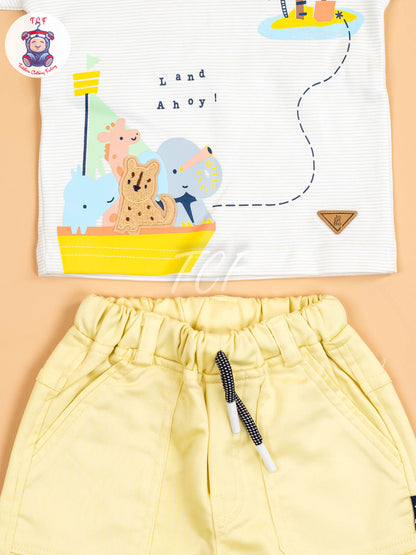 White & Yellow - Boys T-Shirt & Shorts