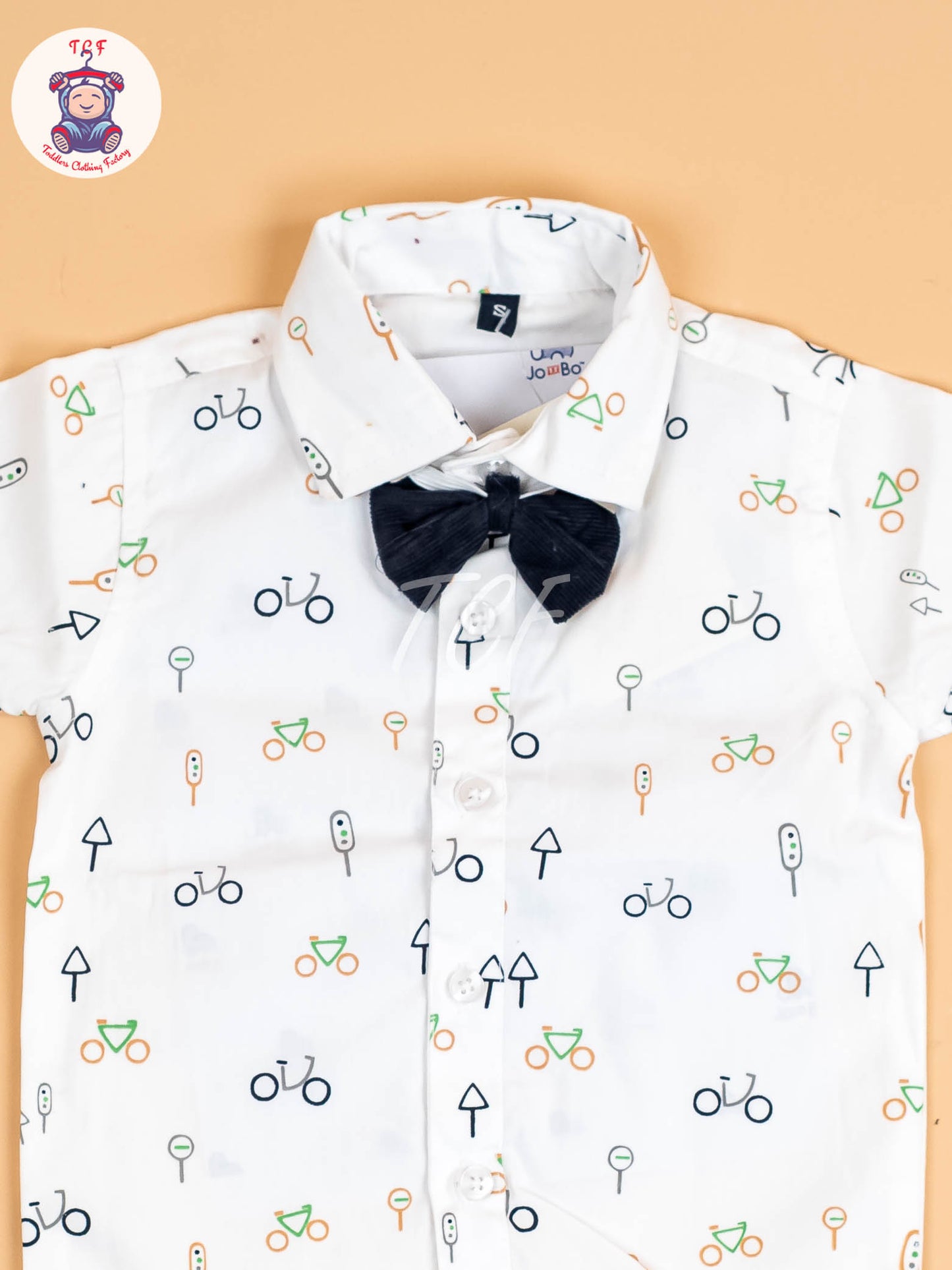 White & Brown Half Sleeves Shirts & Shorts Set With Suspender & Bow