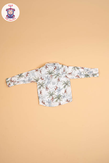 White & Green Half Sleeves Shirts & Shorts Set With Suspender & Bow