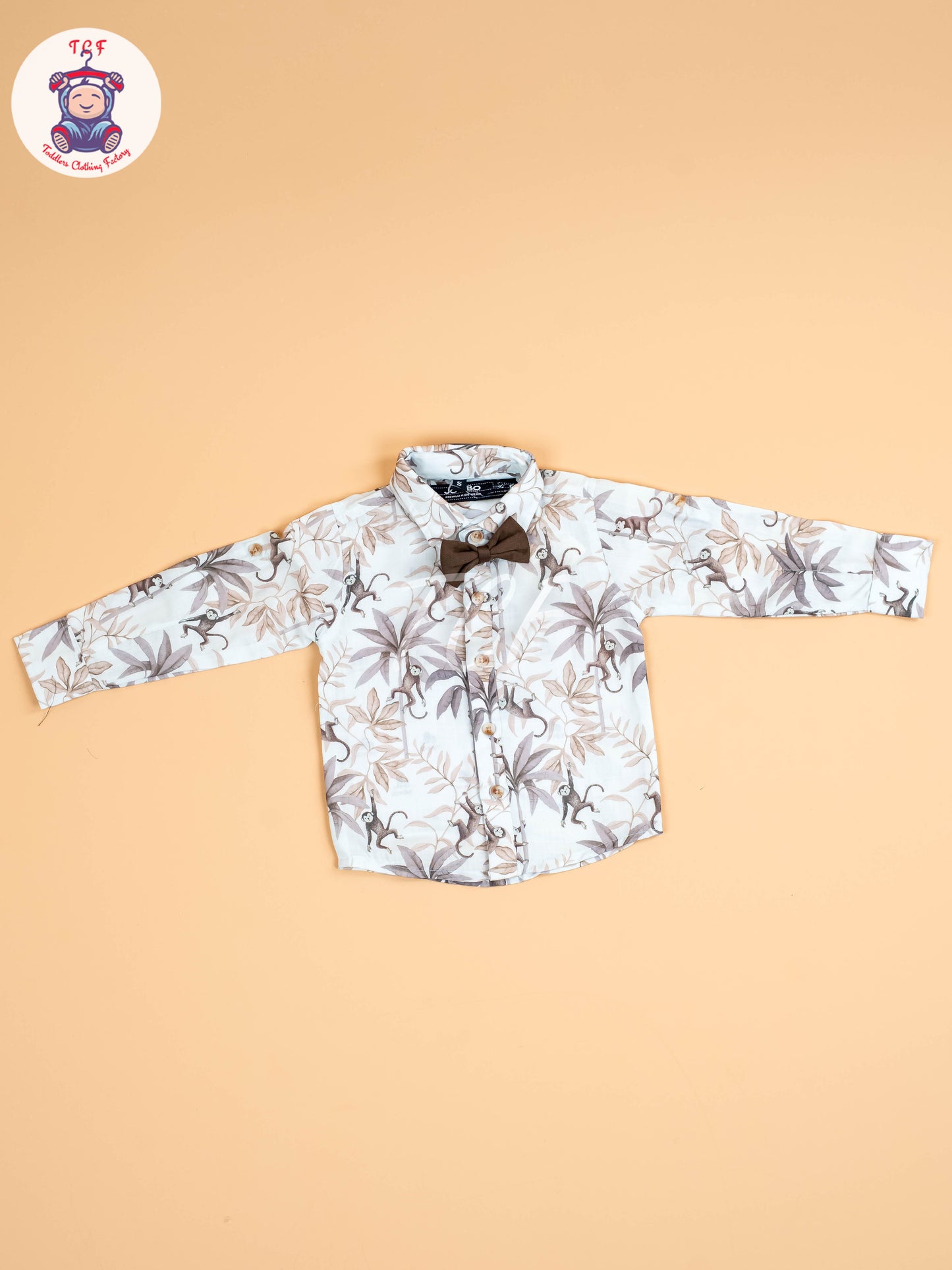 White & Brown Half Sleeves Shirts & Shorts Set With Suspender & Bow