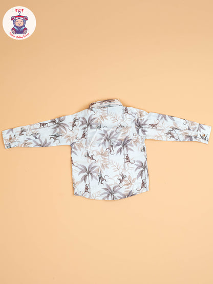 White & Brown Half Sleeves Shirts & Shorts Set With Suspender & Bow