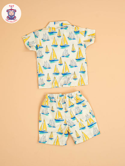 Cream - Boys Shirt & Shorts