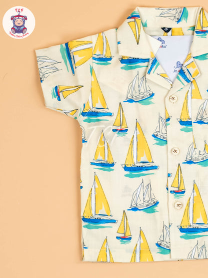 Cream - Boys Shirt & Shorts
