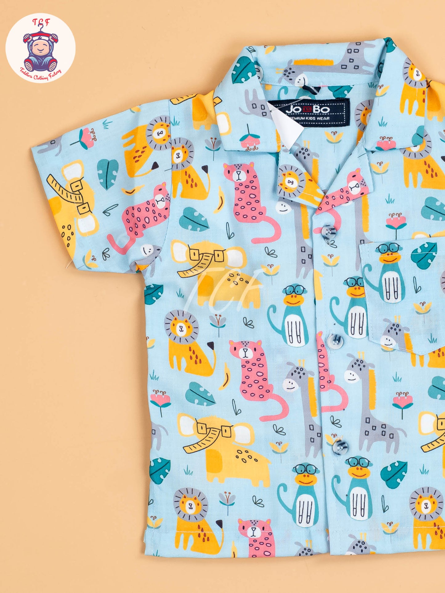 Blue Animal Printed - Boys Shirt & Shorts