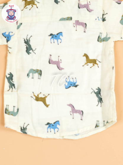 Yellow Animal Printed - Boys Cotton Shirt