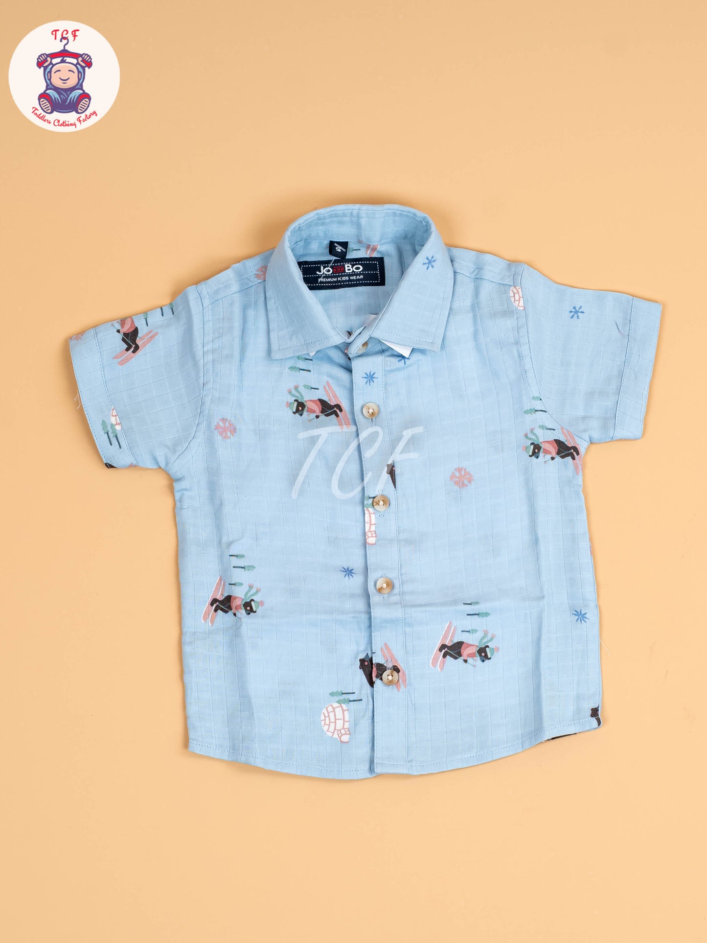 Blue Animal Printed - Boys Cotton Shirt