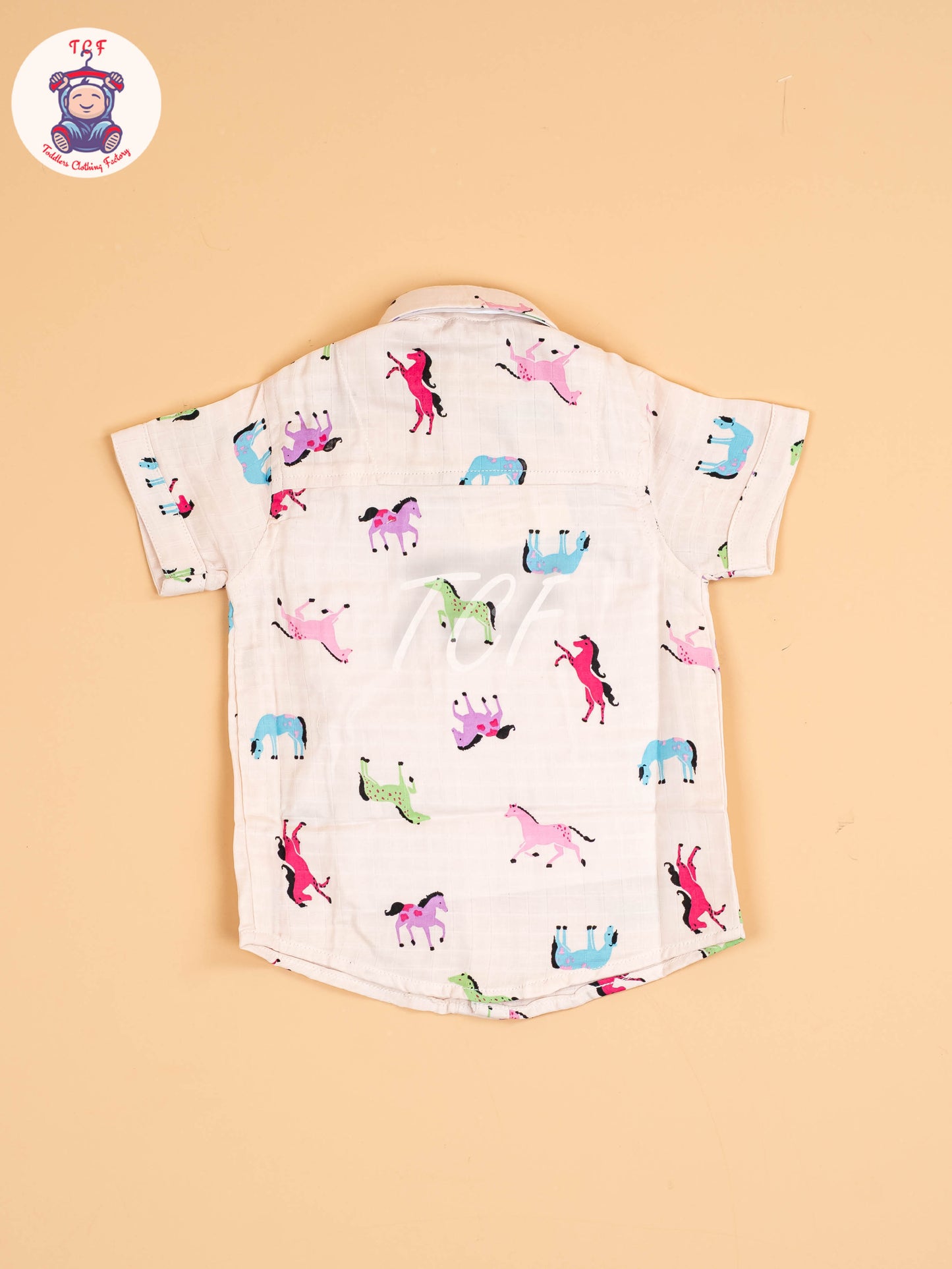 Cream Floral Printed - Boys Cotton Shirt