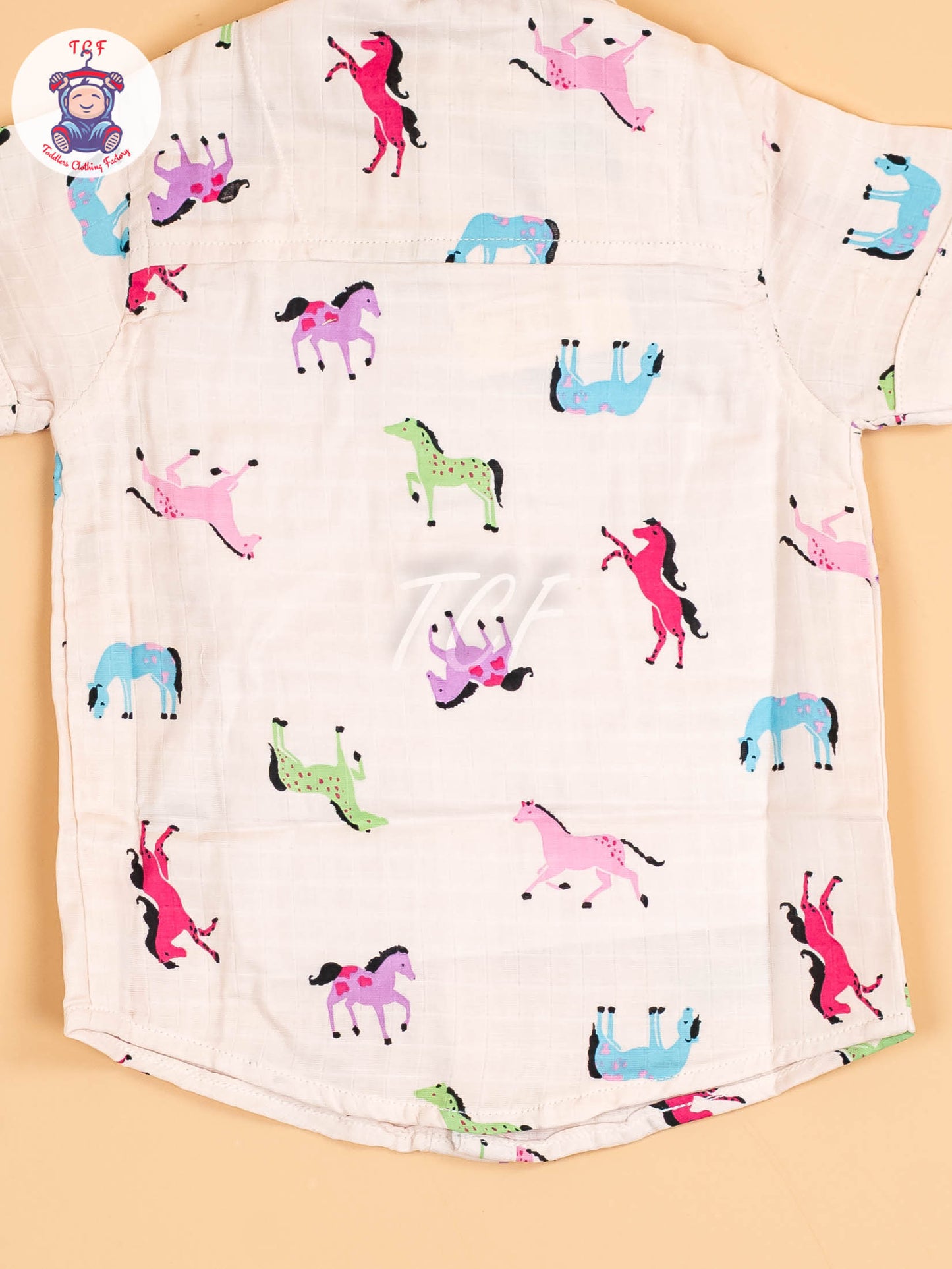 Cream Floral Printed - Boys Cotton Shirt