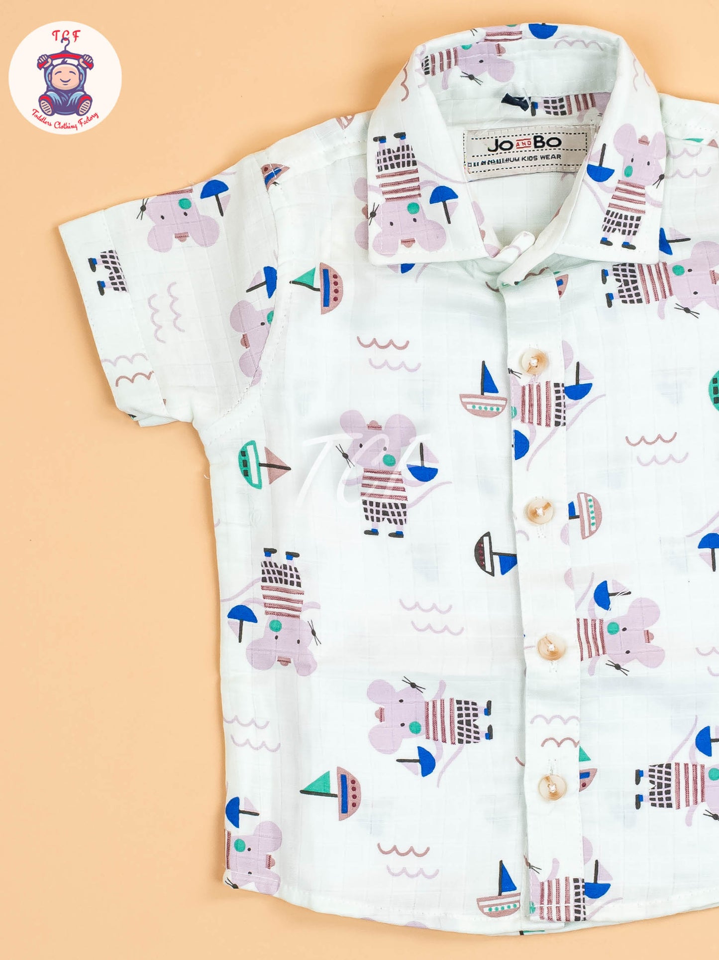 Light Green Floral Printed - Boys Cotton Shirt