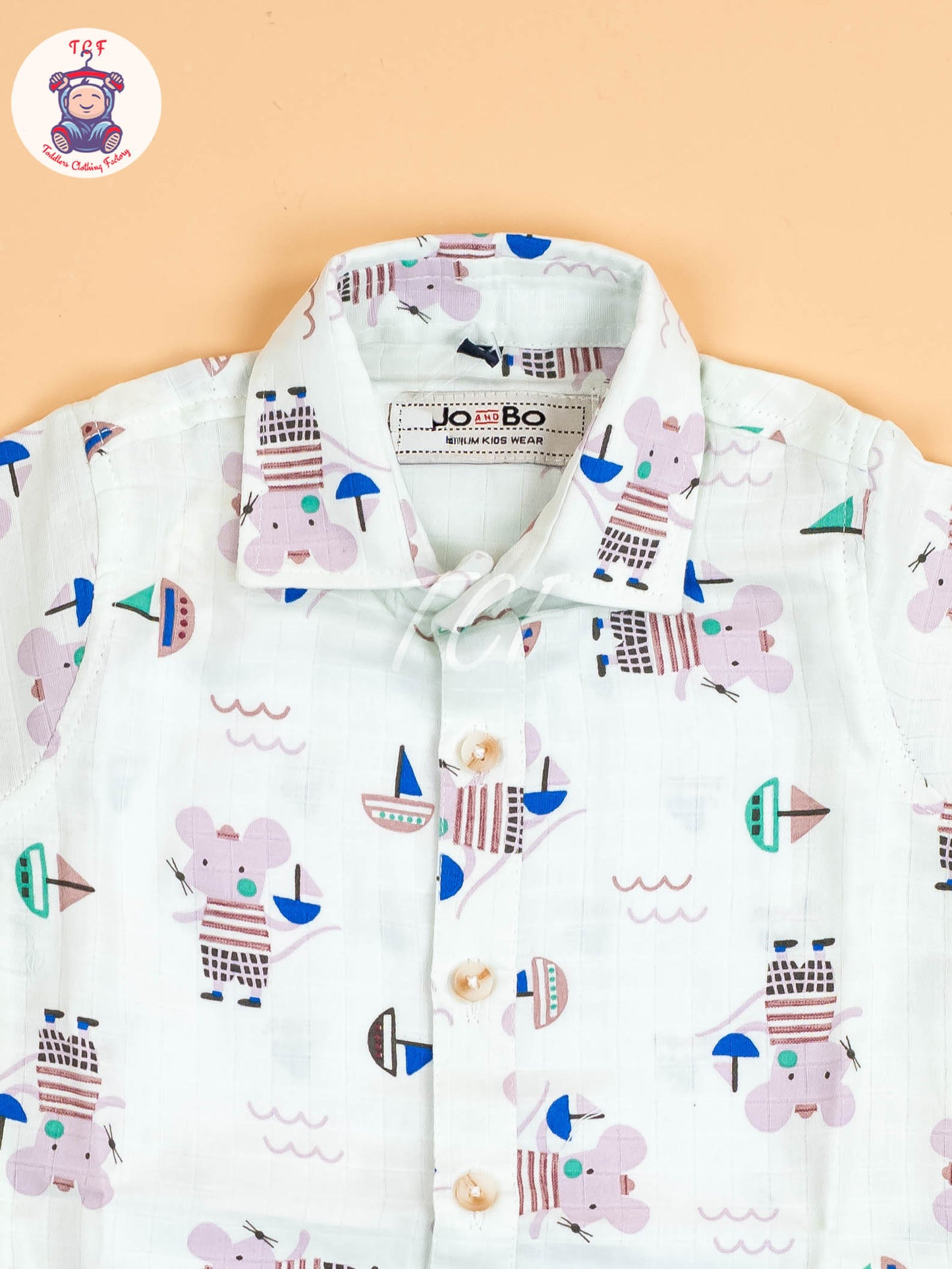 Light Green Floral Printed - Boys Cotton Shirt