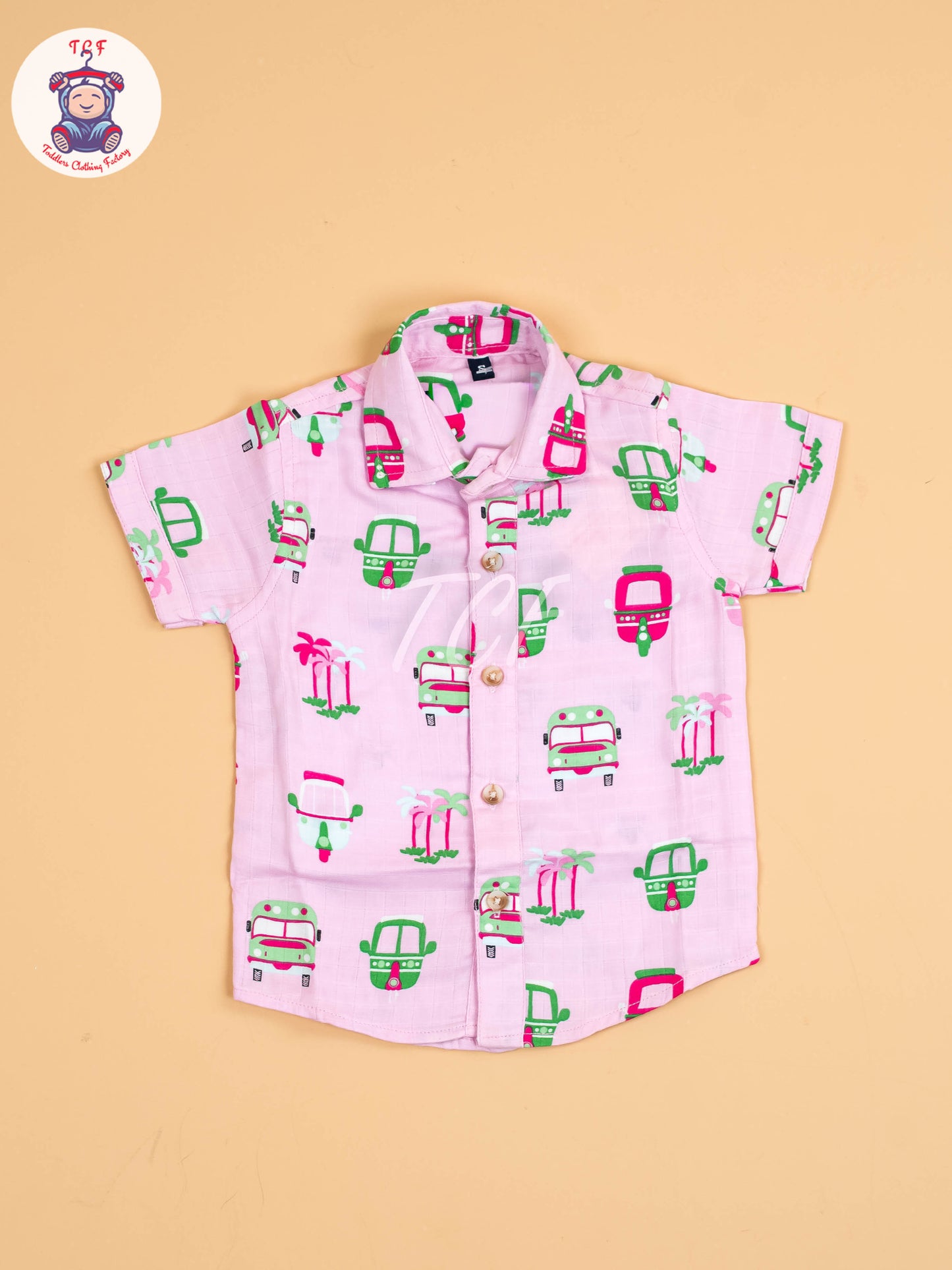 Pink Floral Printed - Boys Cotton Shirt