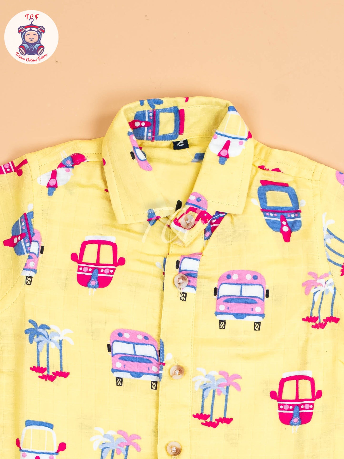Yellow Floral Printed - Boys Cotton Shirt