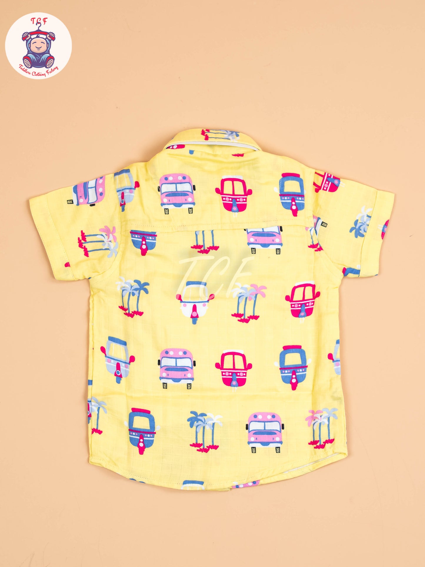 Yellow Floral Printed - Boys Cotton Shirt