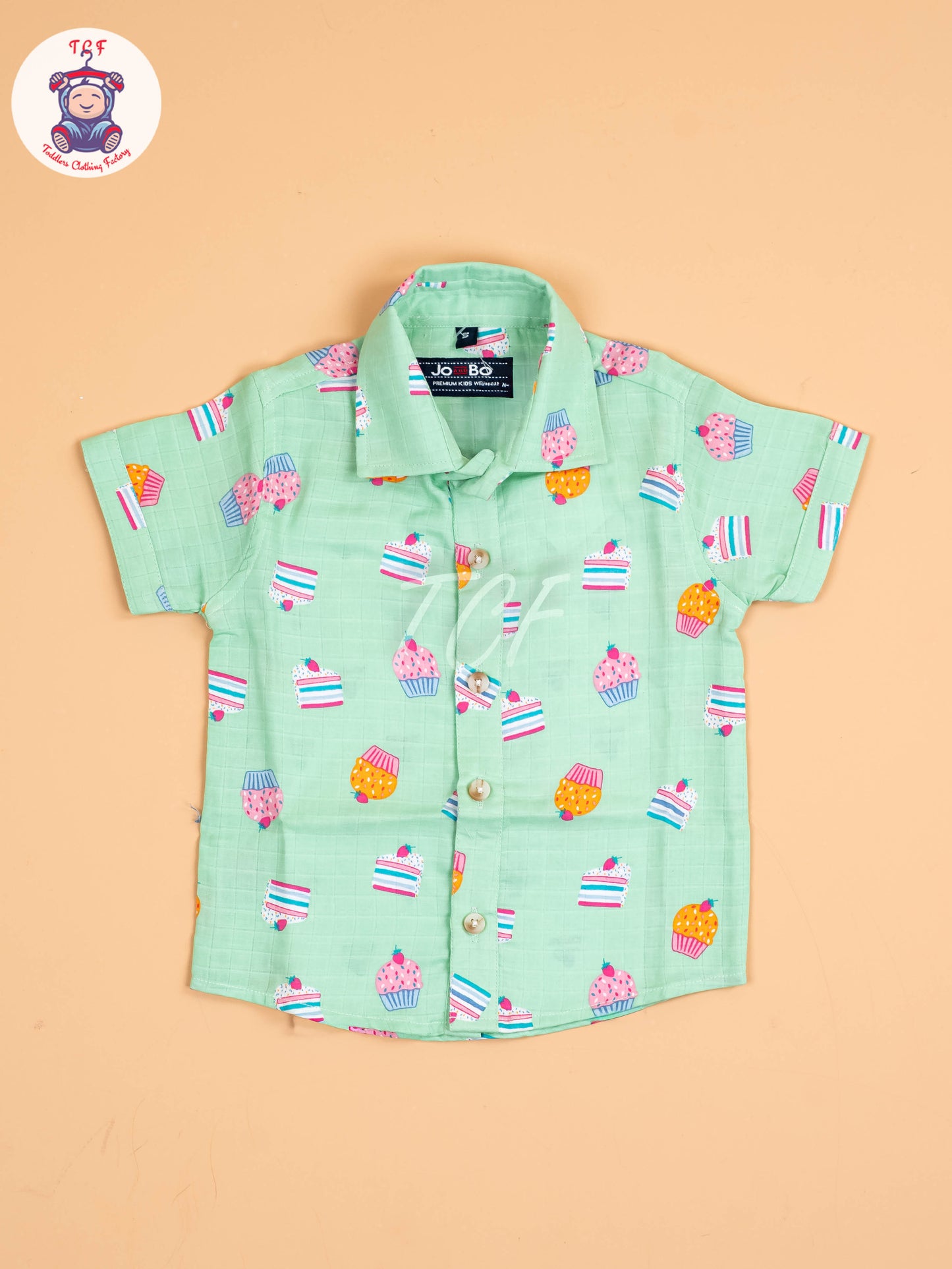 Green Floral Printed - Boys Cotton Shirt