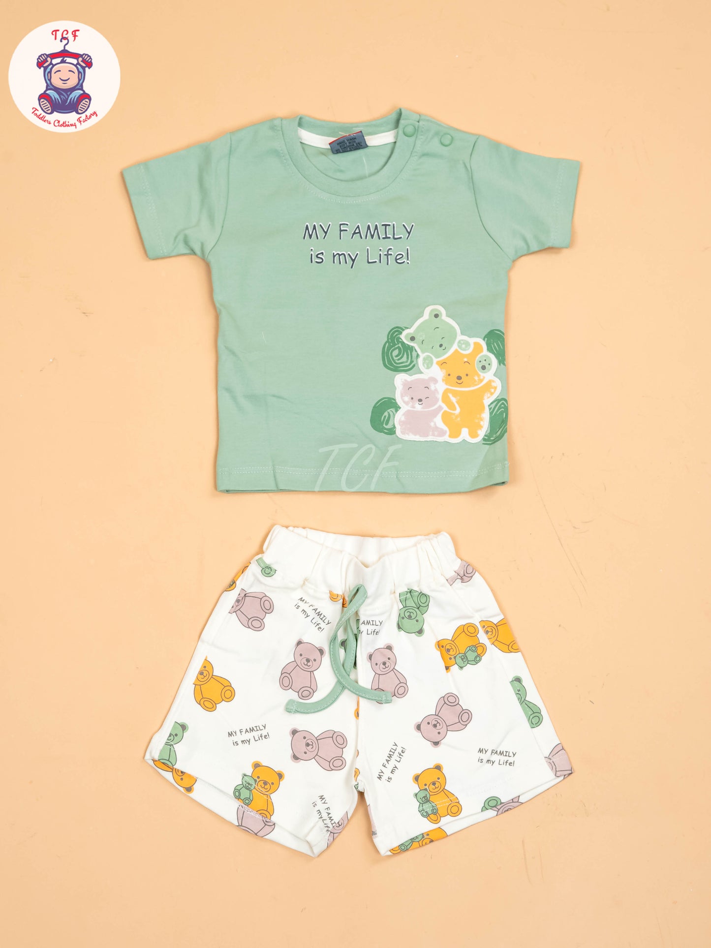 Light Green & White - T-Shirts & Shorts