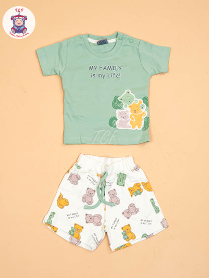 Light Green & White - T-Shirts & Shorts