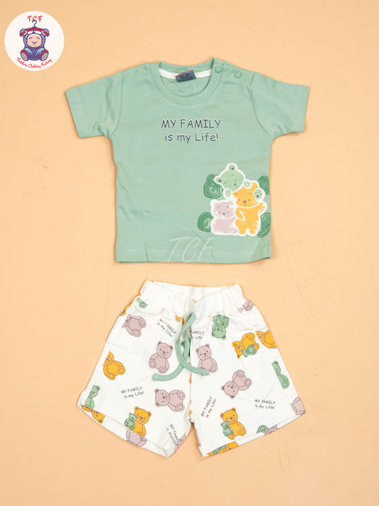 Light Green & White - T-Shirts & Shorts