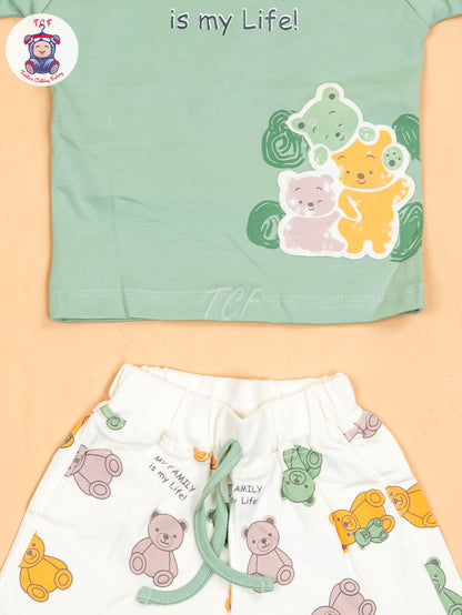 Light Green & White - T-Shirts & Shorts