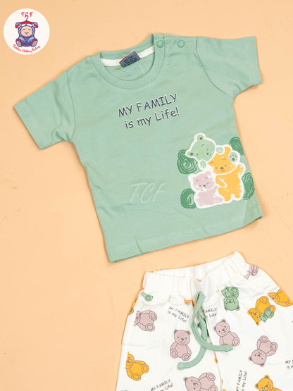 Light Green & White - T-Shirts & Shorts