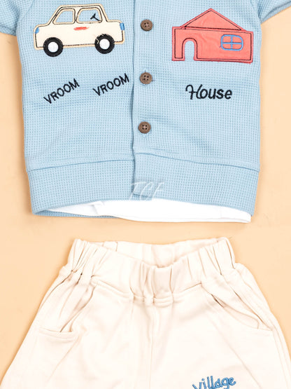 Light Blue & Cream - T-Shirts & Shorts